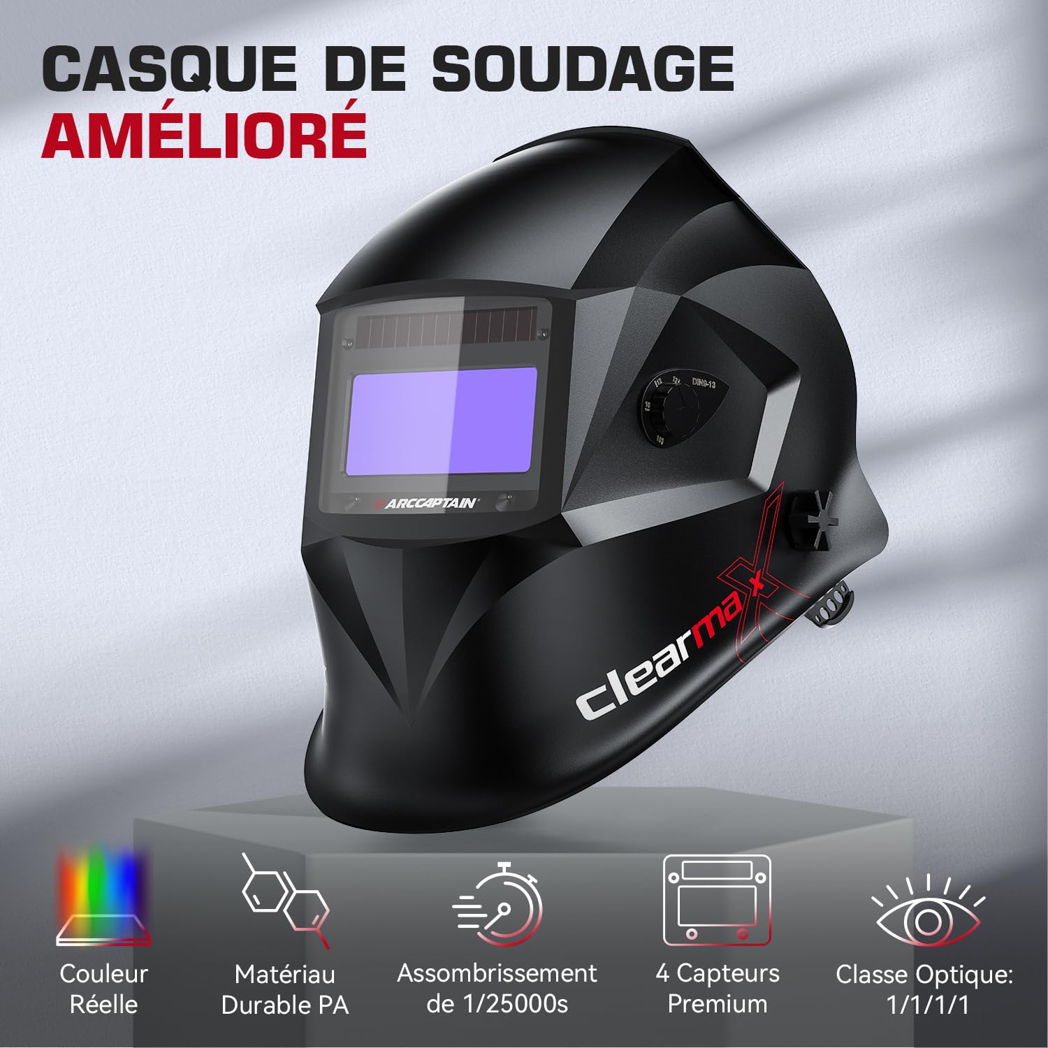 Casque de soudure ARCCAPTAIN , Assombrissement Automatique