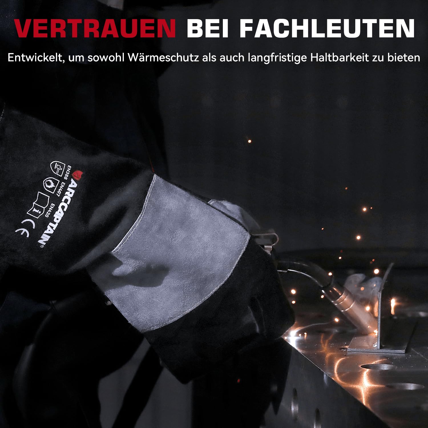 Gants de soudure en cuir Résistante à la chaleur/au feu de 932 °. ARCCAPTAIN