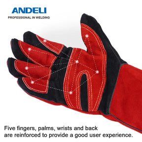 ANDELI 27cm Gants de soudage multifonctionnels - Corner Welding I Votre allié pour des soudures d'excellence