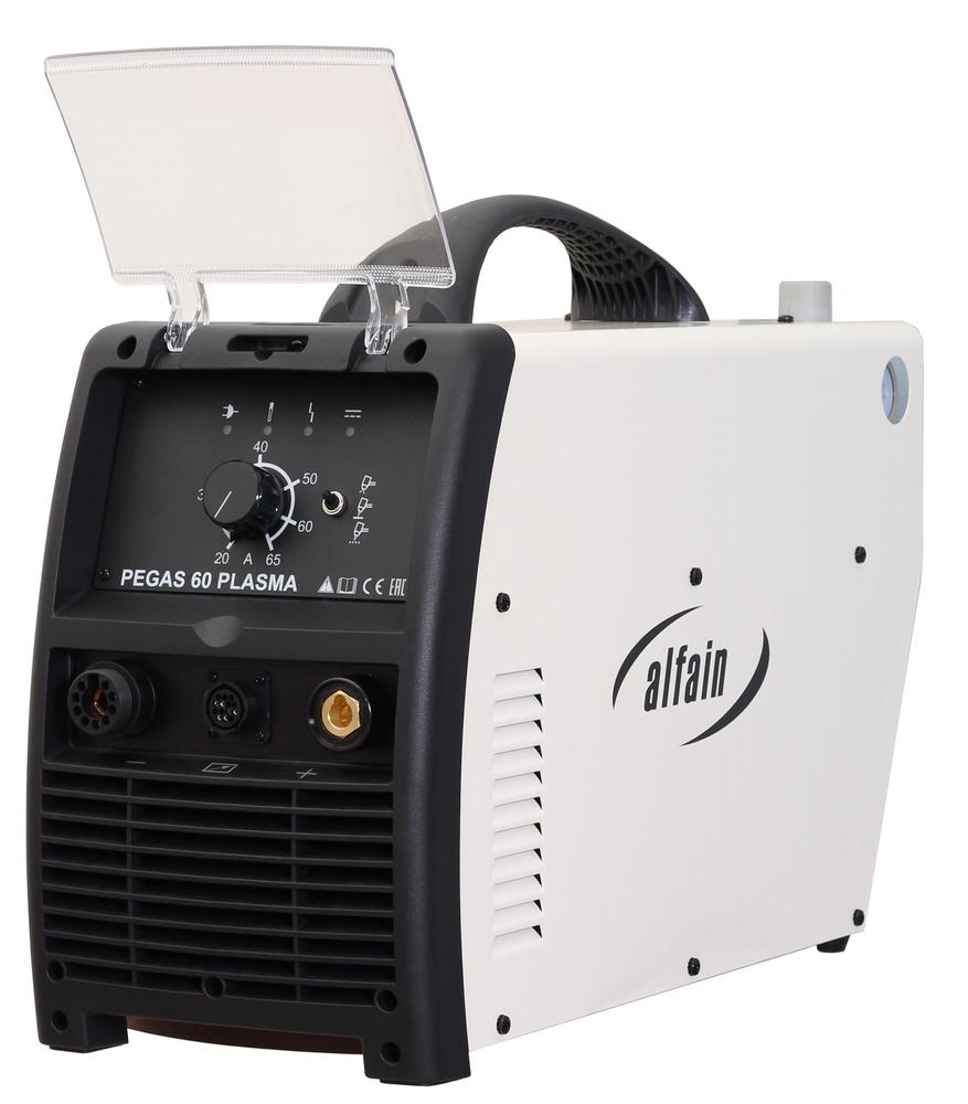 Découpeur plasma industriel ALFA IN PEGAS 60 – machine de découpe plasma onduleur IGBT pour acier, inox, aluminium et cuivre, coupe jusqu’à 25 mm avec haute précision et puissance professionnelle.